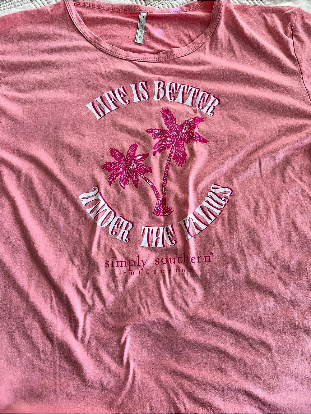 Simply Southern Life Is Better Under The Palms Pajama Set Pink Loungewear Set - Picture 4 of 8